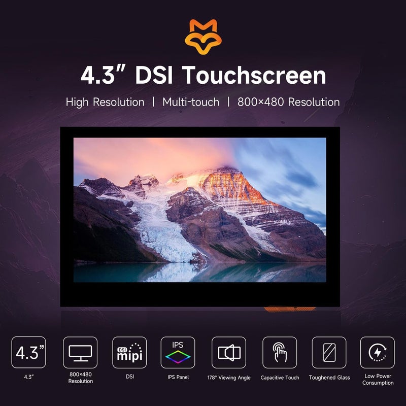 KLAYERS شاشة LUCKFOX DSI لـ Pi 5/4B/CM4/CM3 تدعم الطباعة ثلاثية الأبعاد، شاشة تعمل باللمس السعوية 800x480، لوحة LCD زجاجية مقواة لـ Raspberry Pi 5 - Image 3